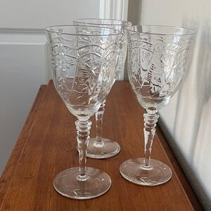 Rock Sharpe Elegant Crystal Etched Floral Water Goblet Set